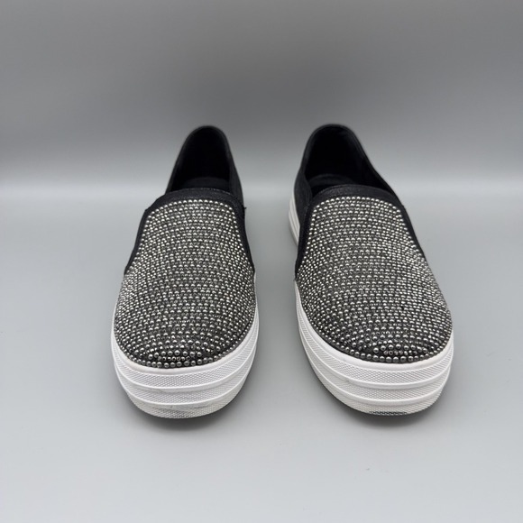 Skecher Street Shoes Womens Size 6 Black Rhinestone Slip On Platform Sneakers - Picture 2 of 14